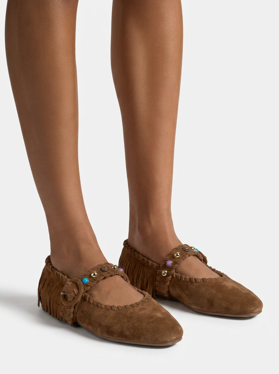 alma-en-pena-suede-dancing-ballerinas-mit-fransen-camel image 5