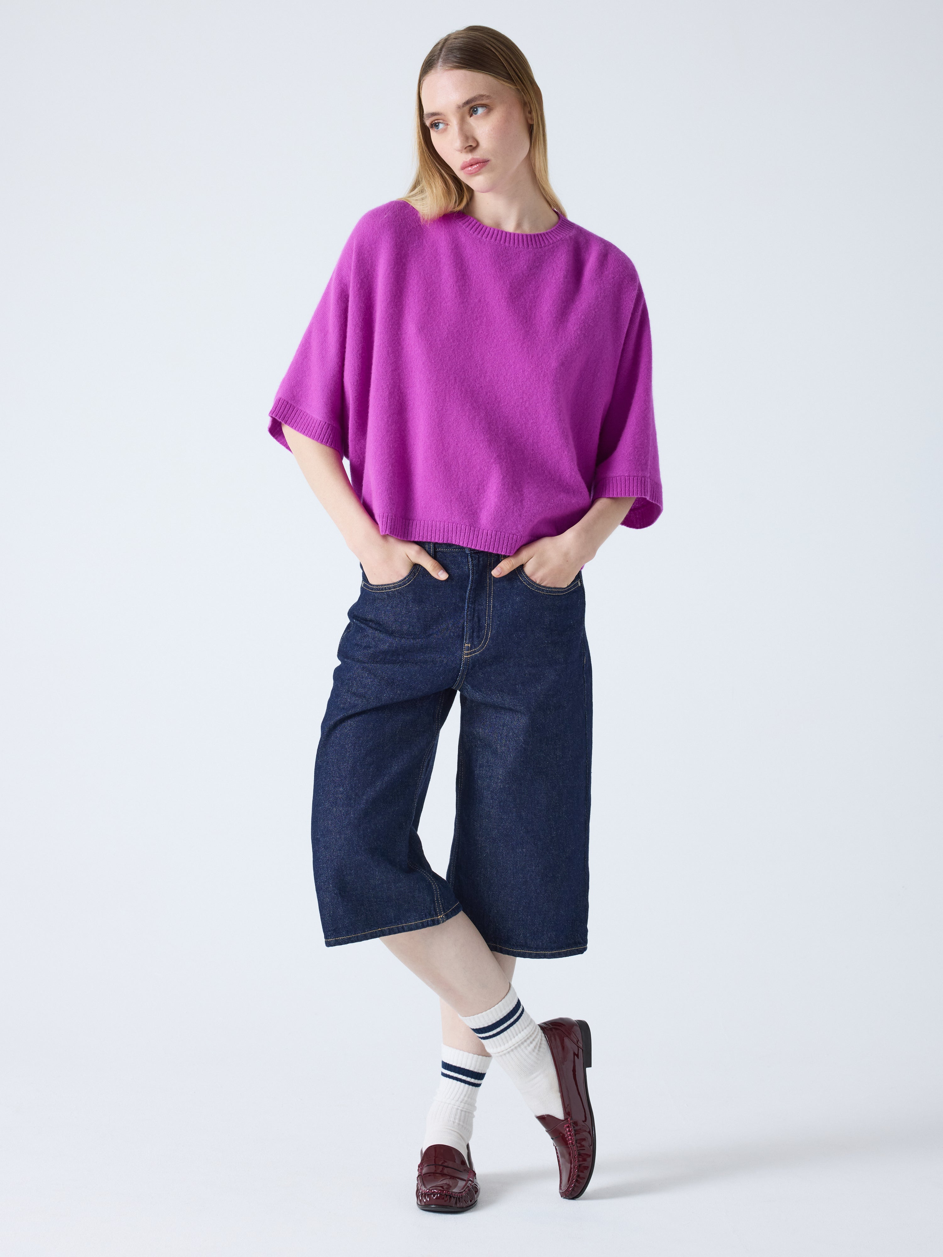 absolut-bettina-kaschmir-poncho-pullover-damen-rundhals-purple-neon image 1