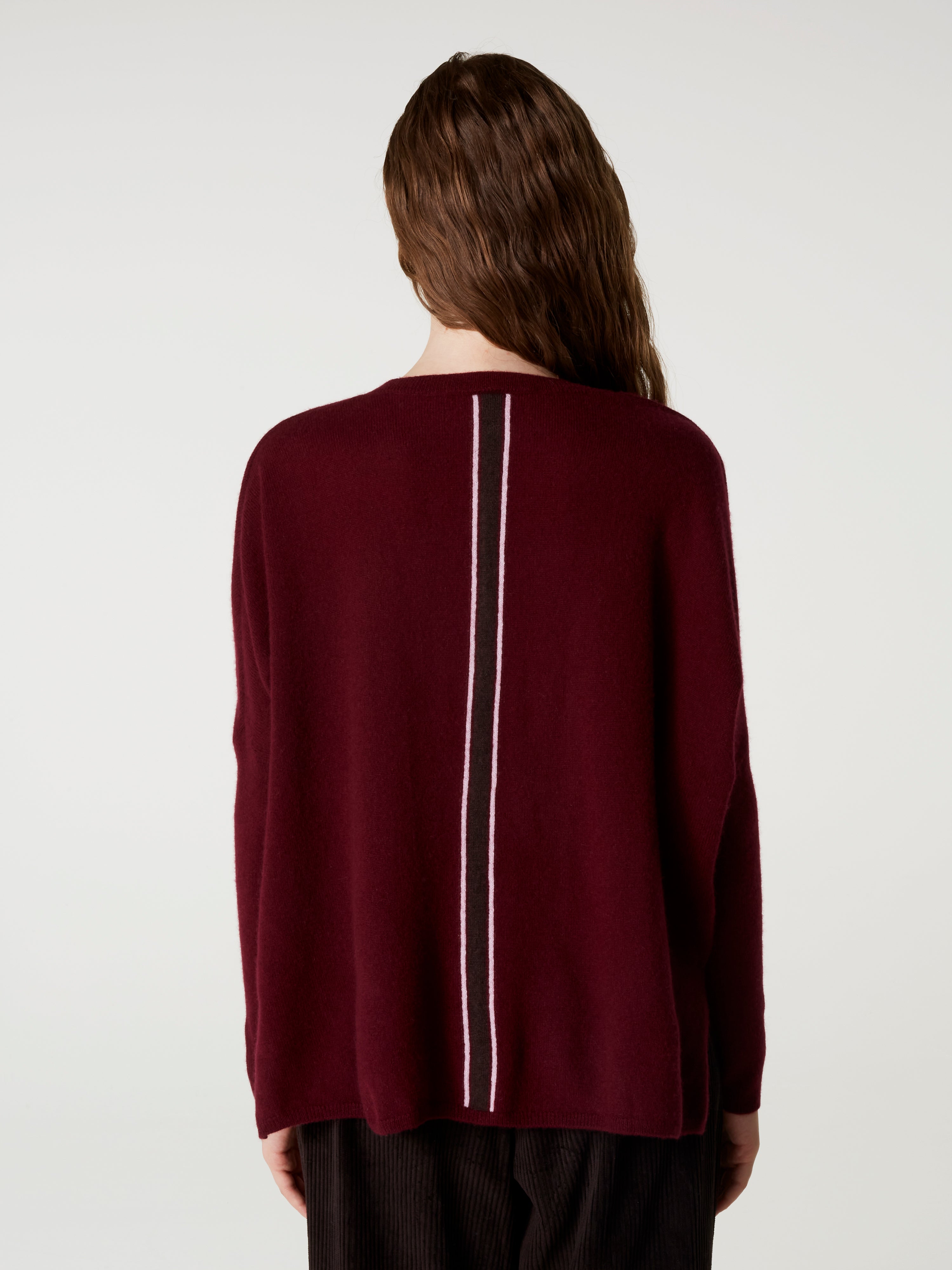absolut-chloe-damen-kaschmir-pull-poncho-mit-kontraststreifen image 2