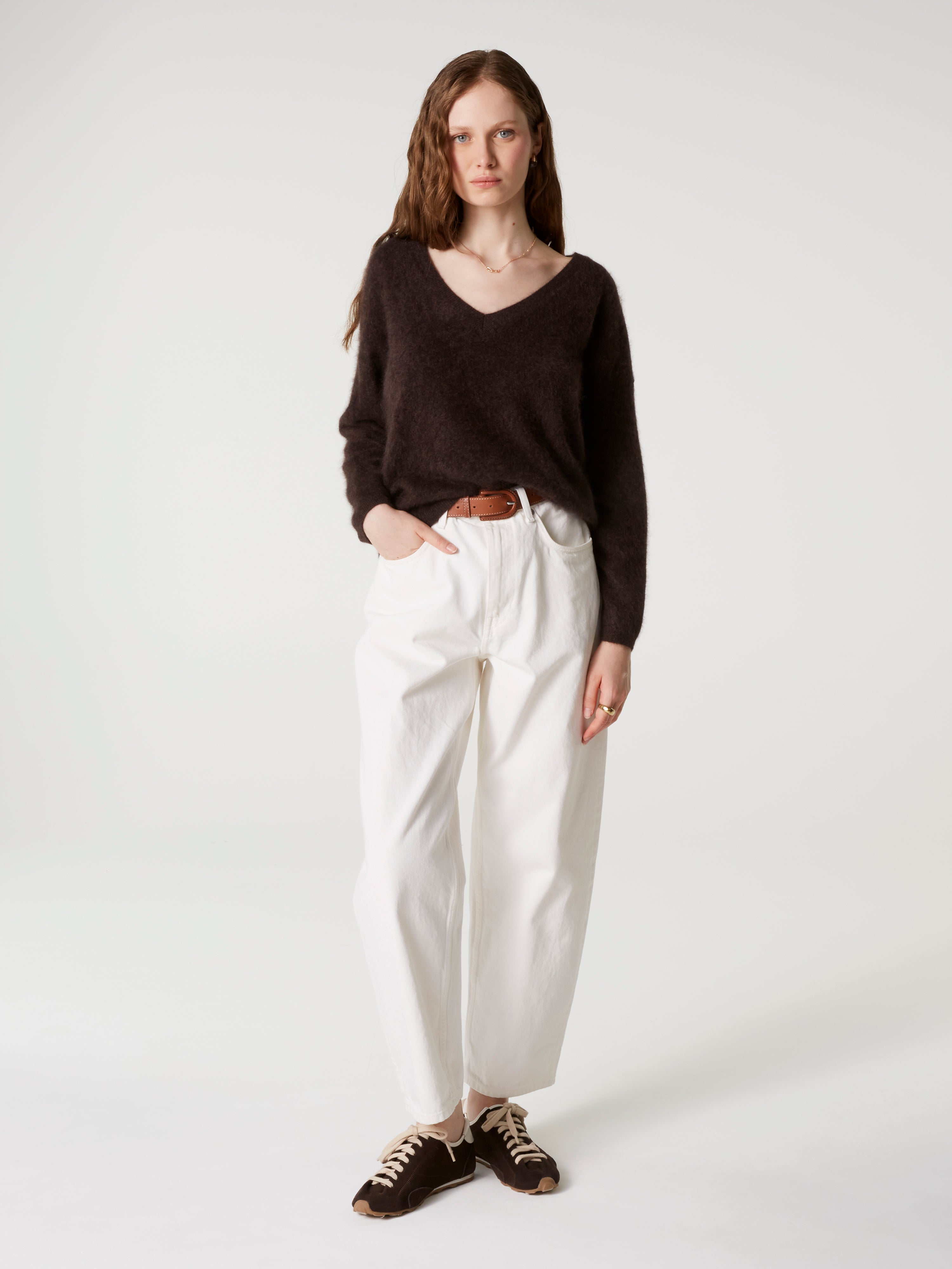 absolut-soeli-pullover-damen-oversize-v-ausschnitt-kaschmir-braun image 2