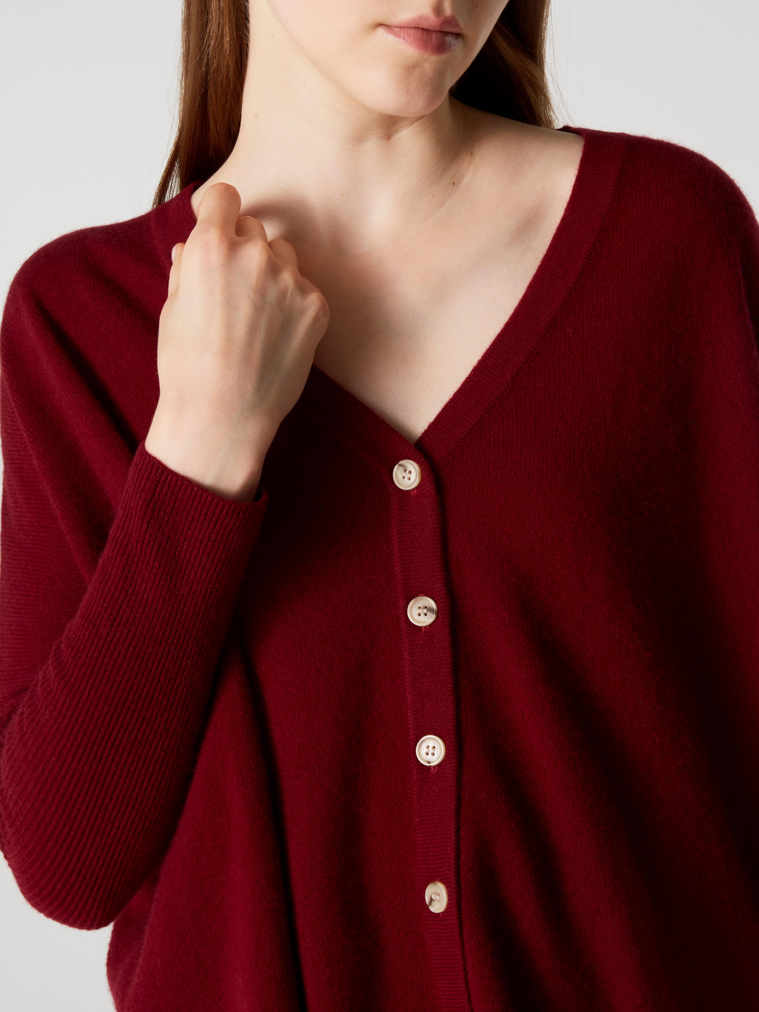 absolut-alison-damen-kaschmir-poncho-cardigan-v-ausschnitt-kirschrot image 1