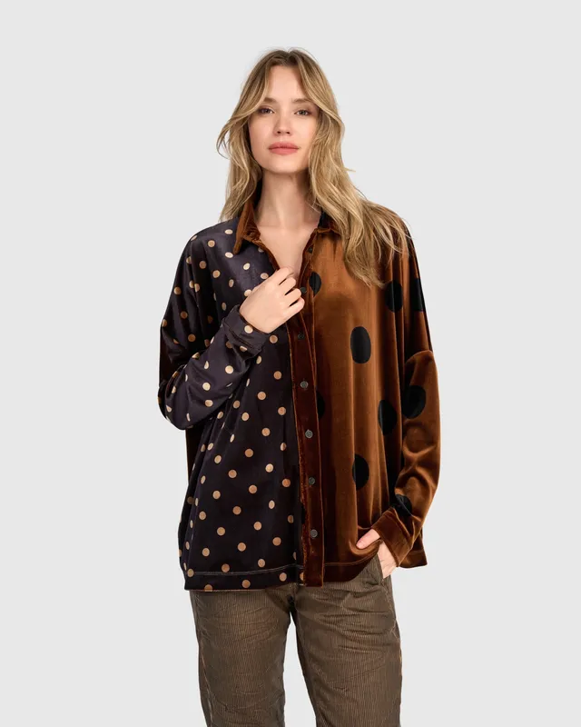 alembika-nellie-velvet-shirt-bluse-amber-dot-mix image 1