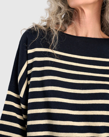 alembika-carolina-relaxed-sweater-navy-cream-pullover image 3
