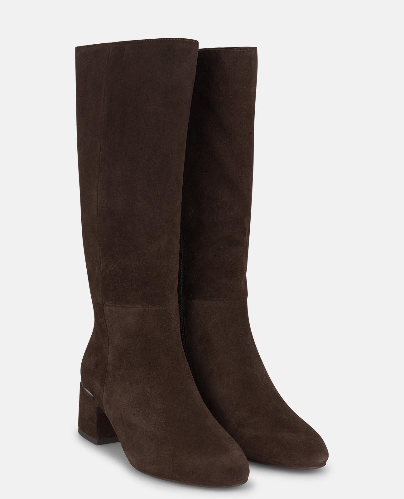 alma-en-pena-velours-stiefel-mit-rei-verschluss-braun-blockabsatz-5-5-cm image 2