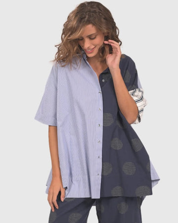 alembika-tao-trapeze-bluse-navy-mit-knopfleiste image 5