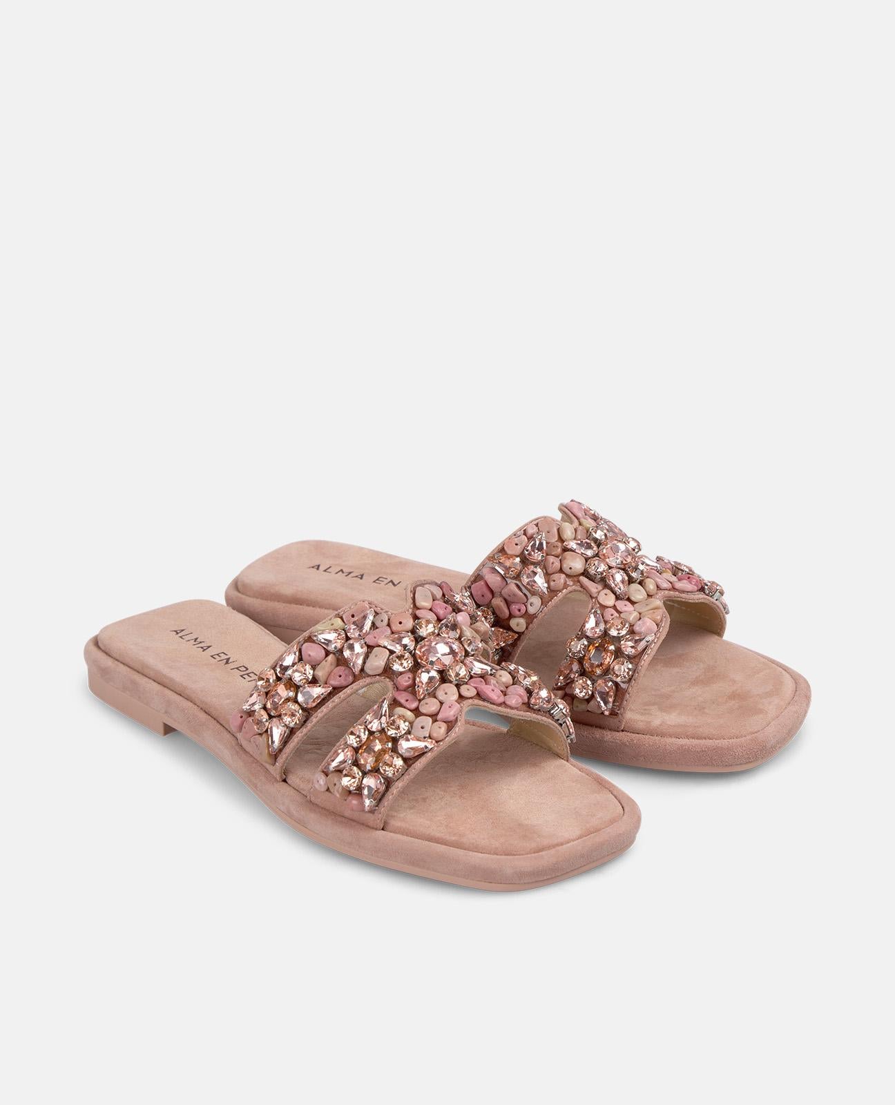 alma-en-pena-flat-sandal-with-ornamental-strap-flache-sandale-rosa-strass-1-cm image 2