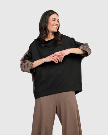 alembika-sheffield-pullover-chocolate-damen-boxy-top-mit-trichterkragen image 2