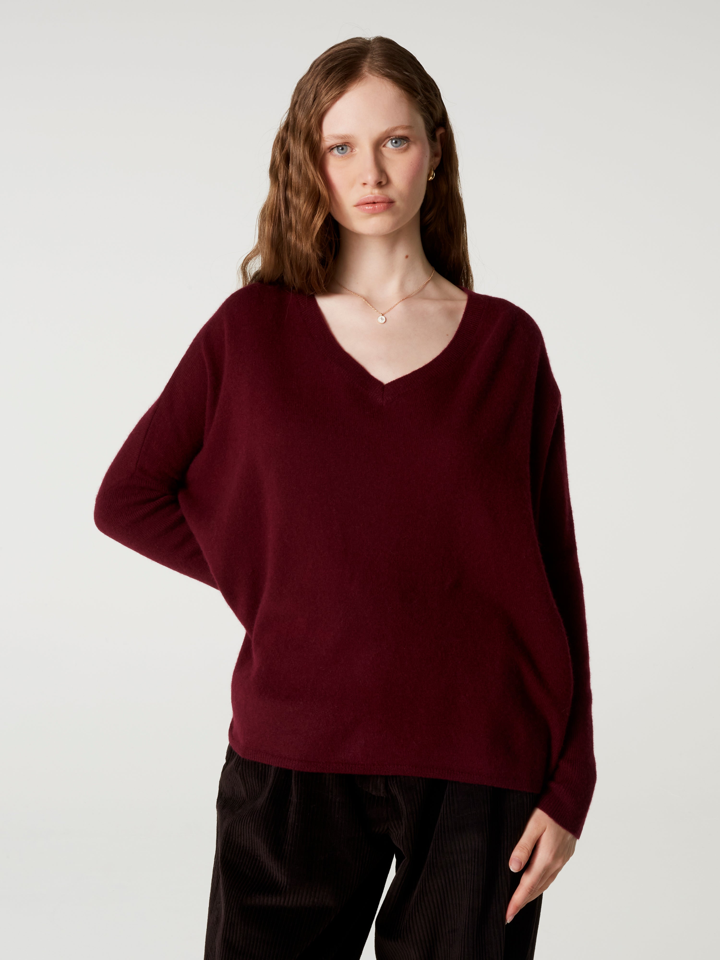 absolut-chloe-damen-kaschmir-pull-poncho-mit-kontraststreifen image 1