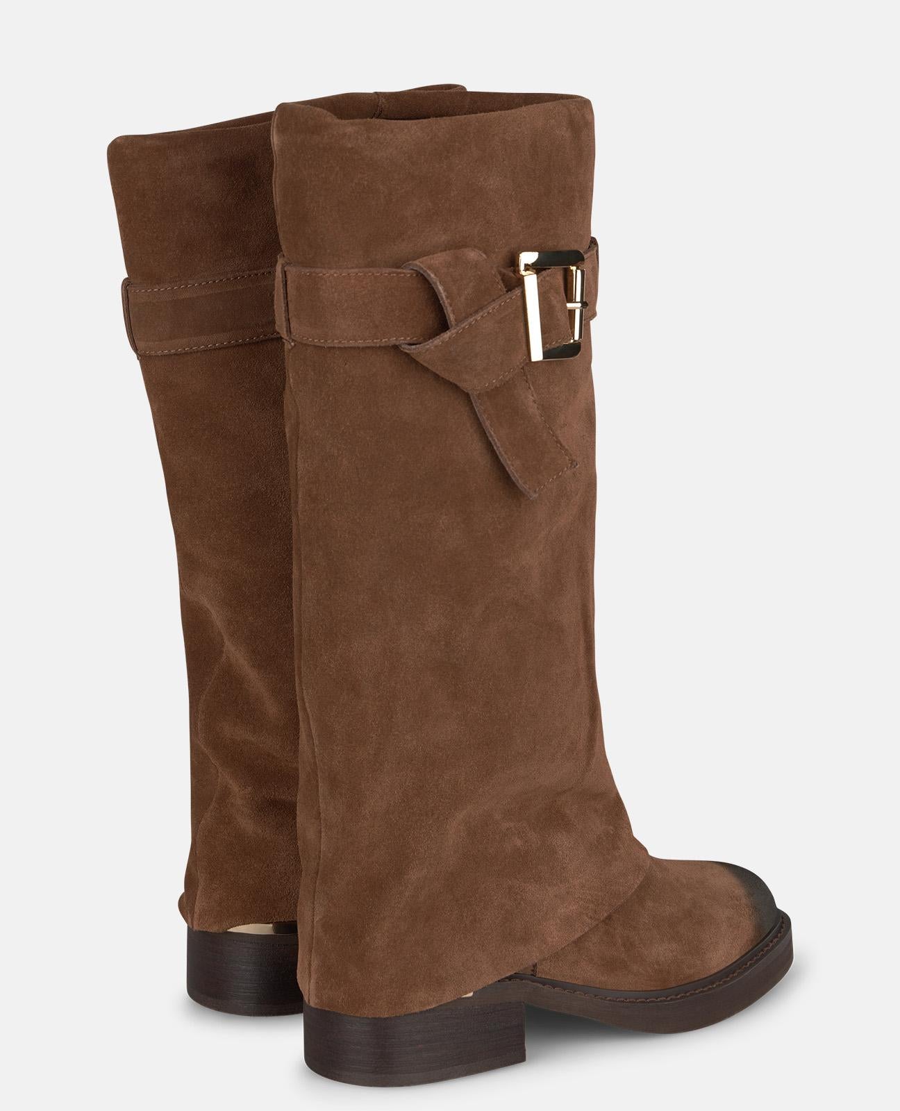 alma-en-pena-suede-boots-with-a-buckle-flachstiefel-camel image 3