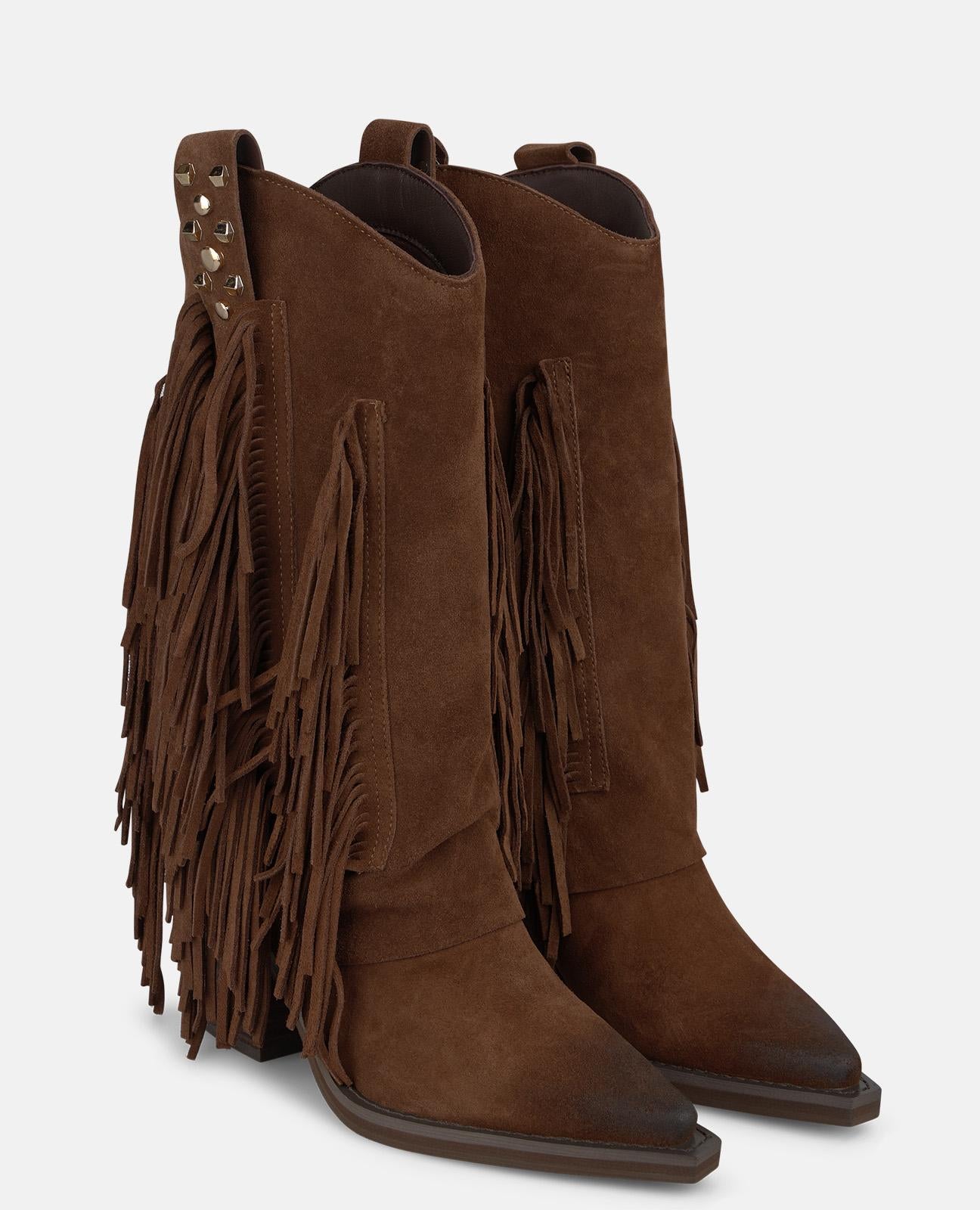 alma-en-pena-cowboy-boots-wildleder-fransen-camel image 2