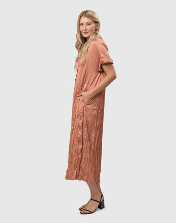 alembika-crinkle-maxi-shirtdress-coral-hemdblusenkleid image 4