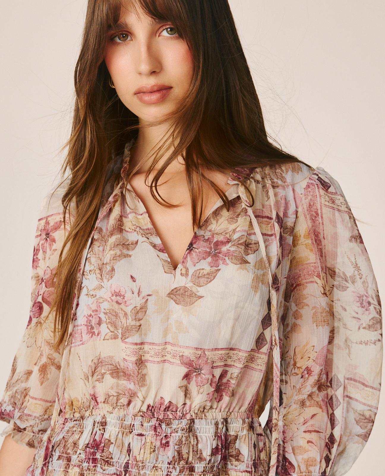 alma-en-pena-floral-print-chiffon-mini-dress-minikleid-rosa image 3