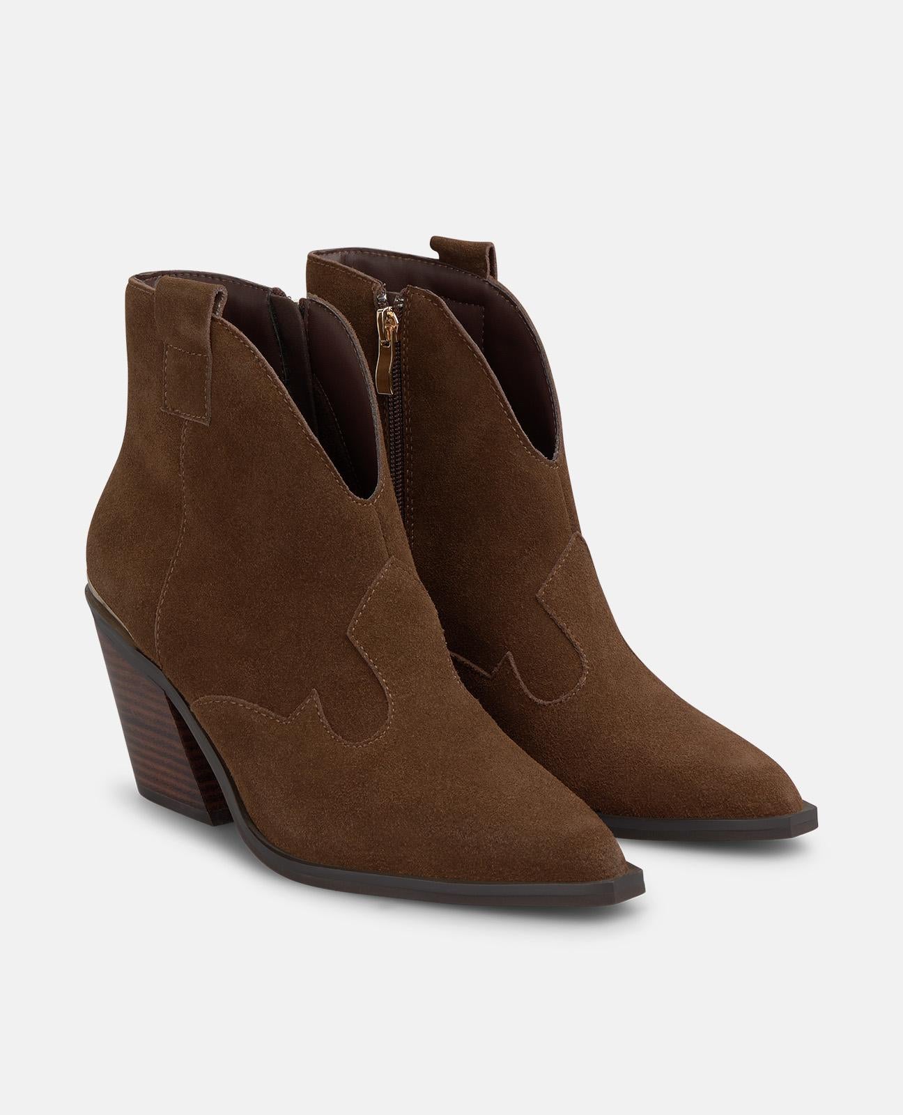 alma-en-pena-suede-ankle-boots-with-zipper-stiefelette-camel-8-cm-blockabsatz image 2