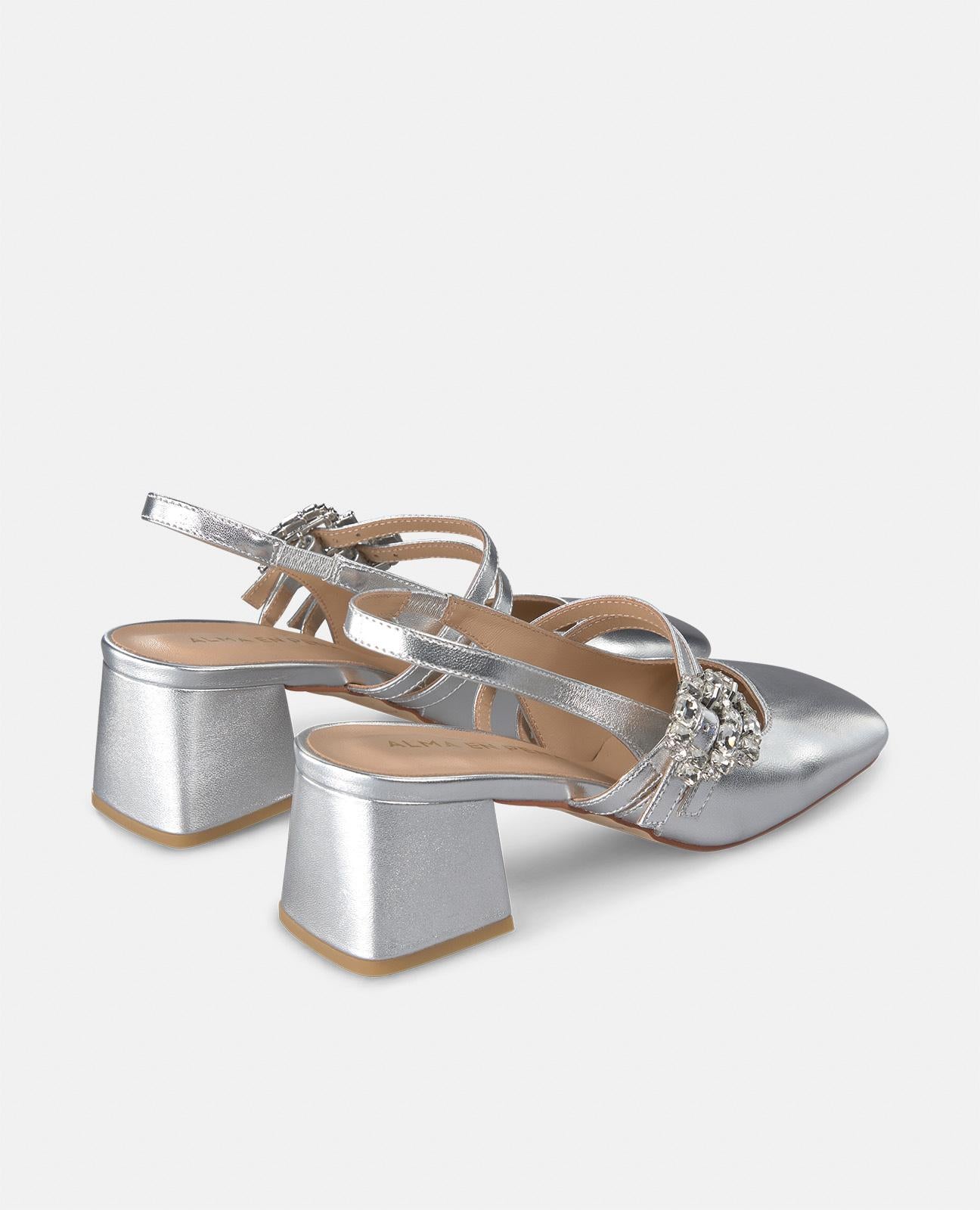 alma-en-pena-buckle-heel-shoes-pumps-silber-mit-strass-schnallen-5-5-cm image 3