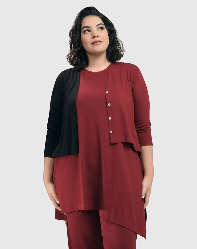 alembika-essential-2-tone-crop-cardigan-cropped-strickjacke-in-plum image 1