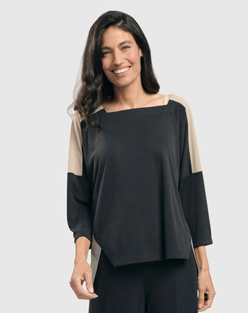alembika-essential-colorblock-cupro-top-charcoal image 2