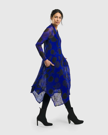 alembika-ladybug-a-linien-kleid-royalblau-mit-punkten-midikleid image 4