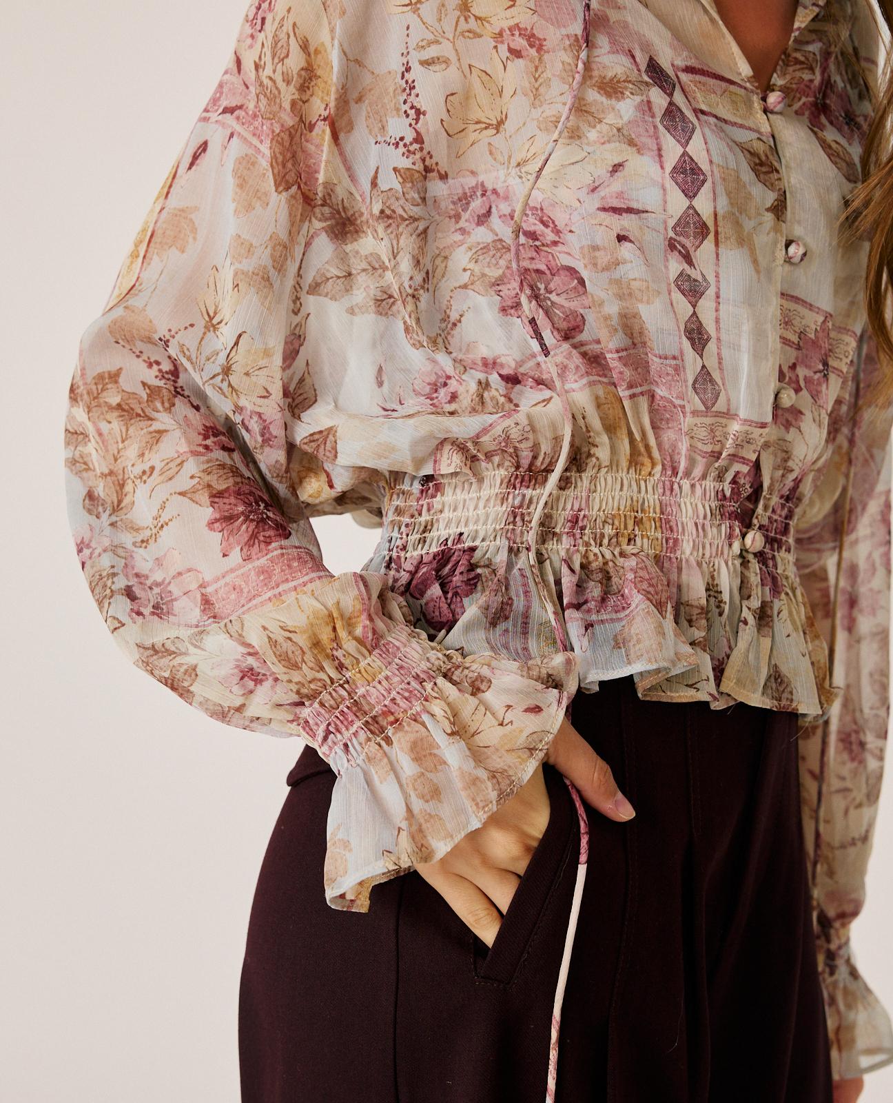 alma-en-pena-chiffonbluse-floral-mit-bindekragen-rosa image 5