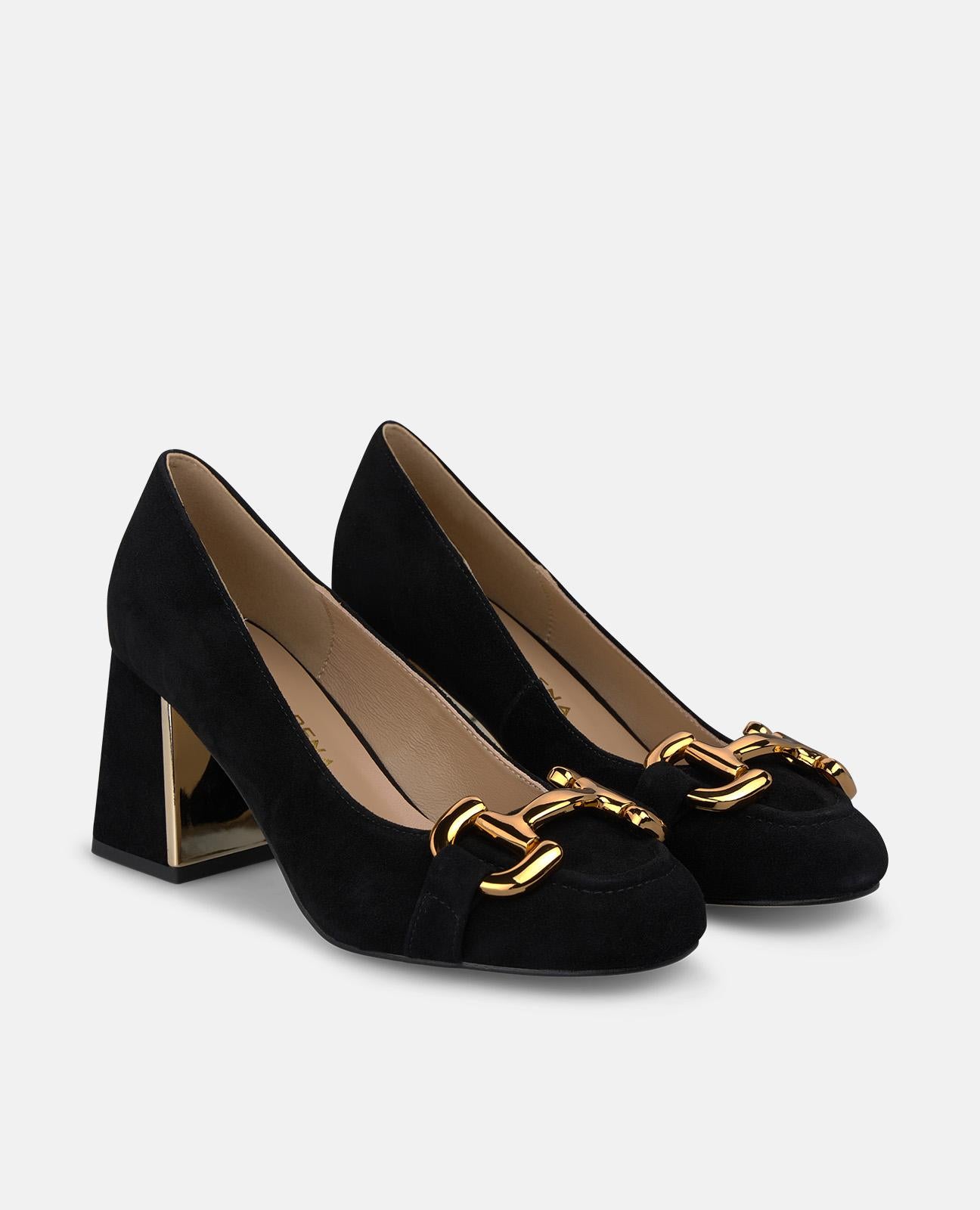 alma-en-pena-leder-pumps-blockabsatz-7-cm-metallic-negro image 2