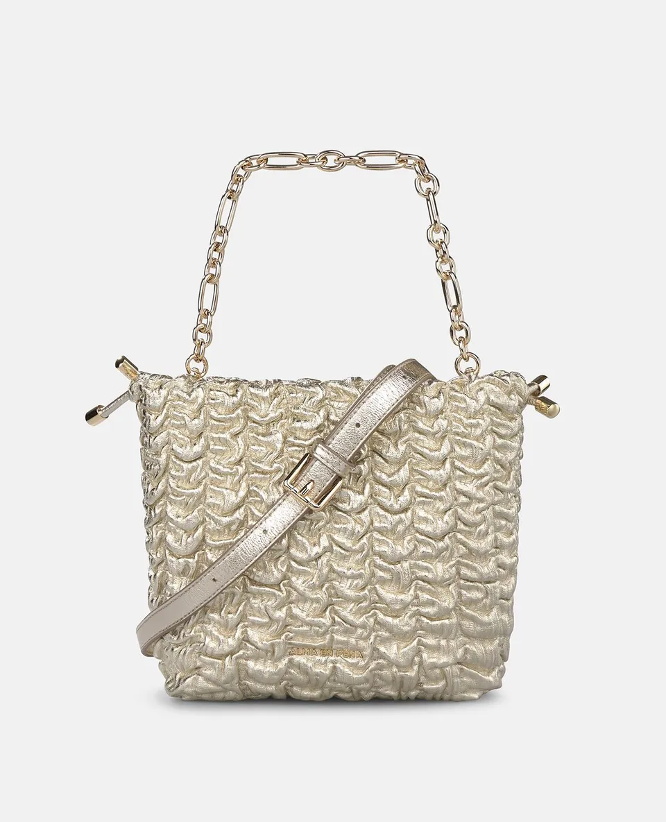 alma-en-pena-63367-beuteltasche-leder-gold-mit-kette image 1