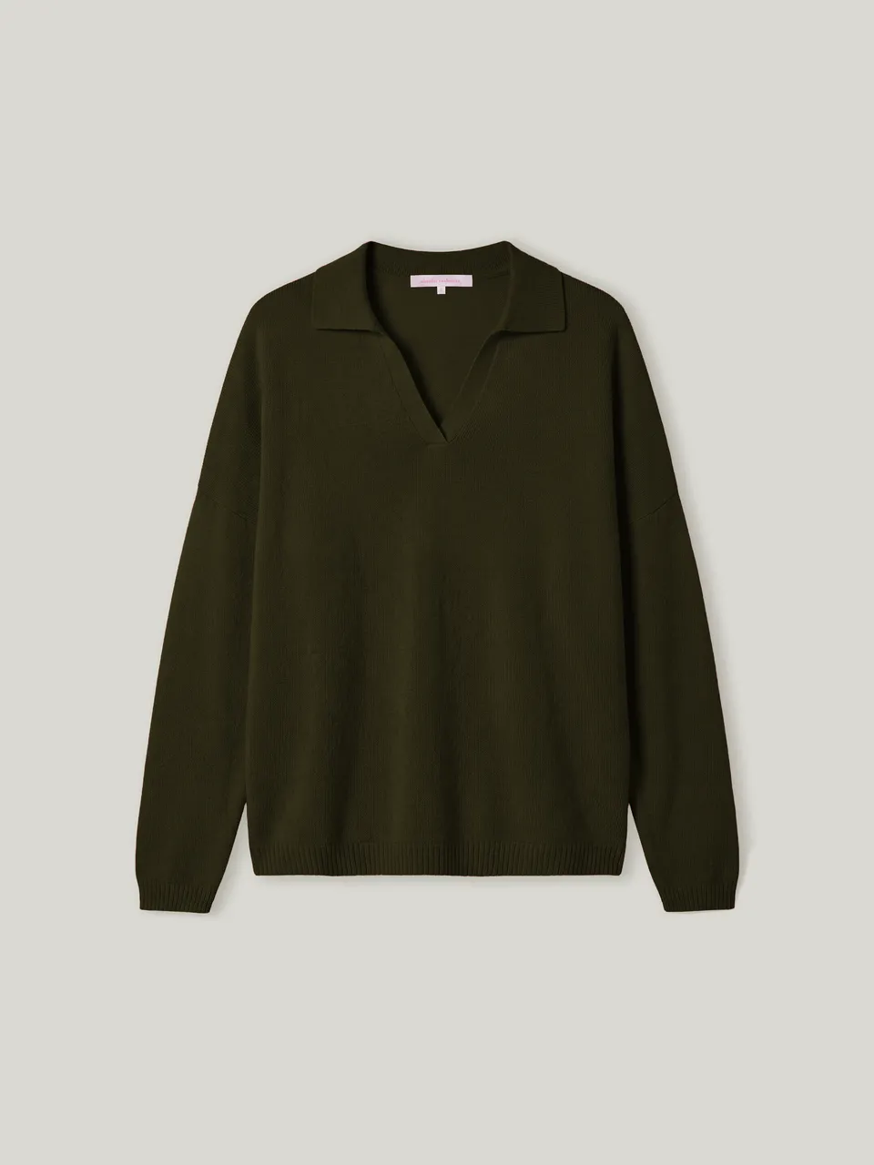 absolut-maya-pullover-damen-kaschmir-polokragen-olive image 1