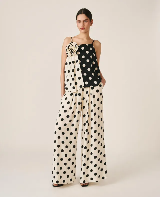 alma-en-pena-63233-satin-hose-high-waist-tupfen-wei-wide-leg image 1