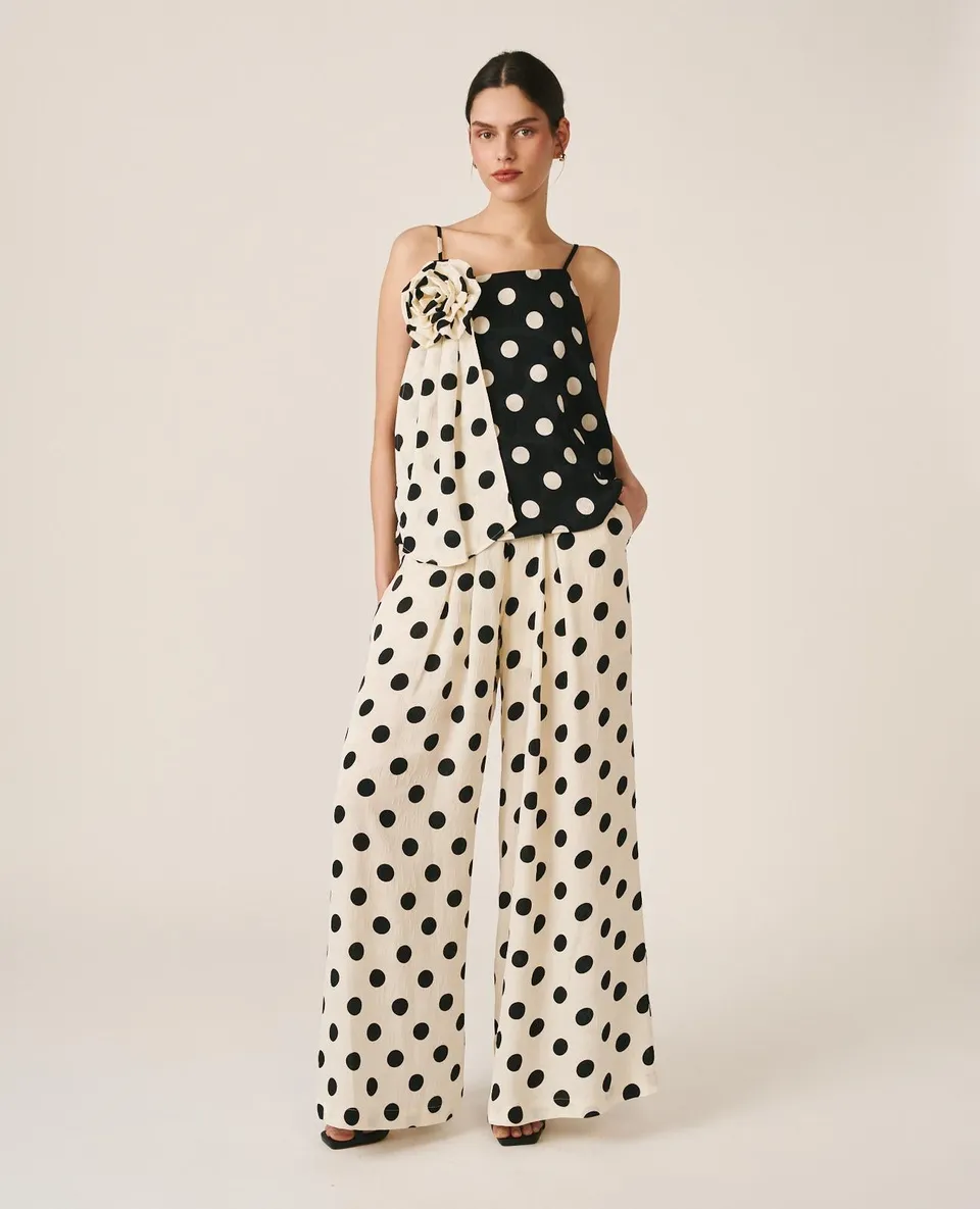 alma-en-pena-63233-satin-hose-high-waist-tupfen-wei-wide-leg image 1