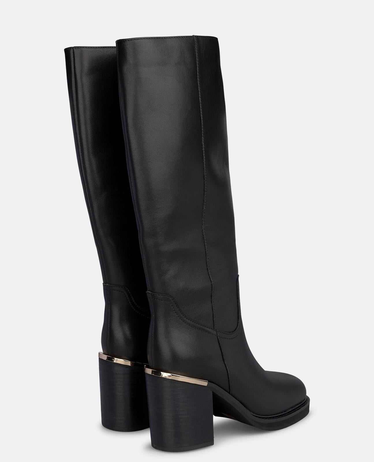 alma-en-pena-high-top-lederstiefel-schwarz-mit-8-5-cm-blockabsatz image 3