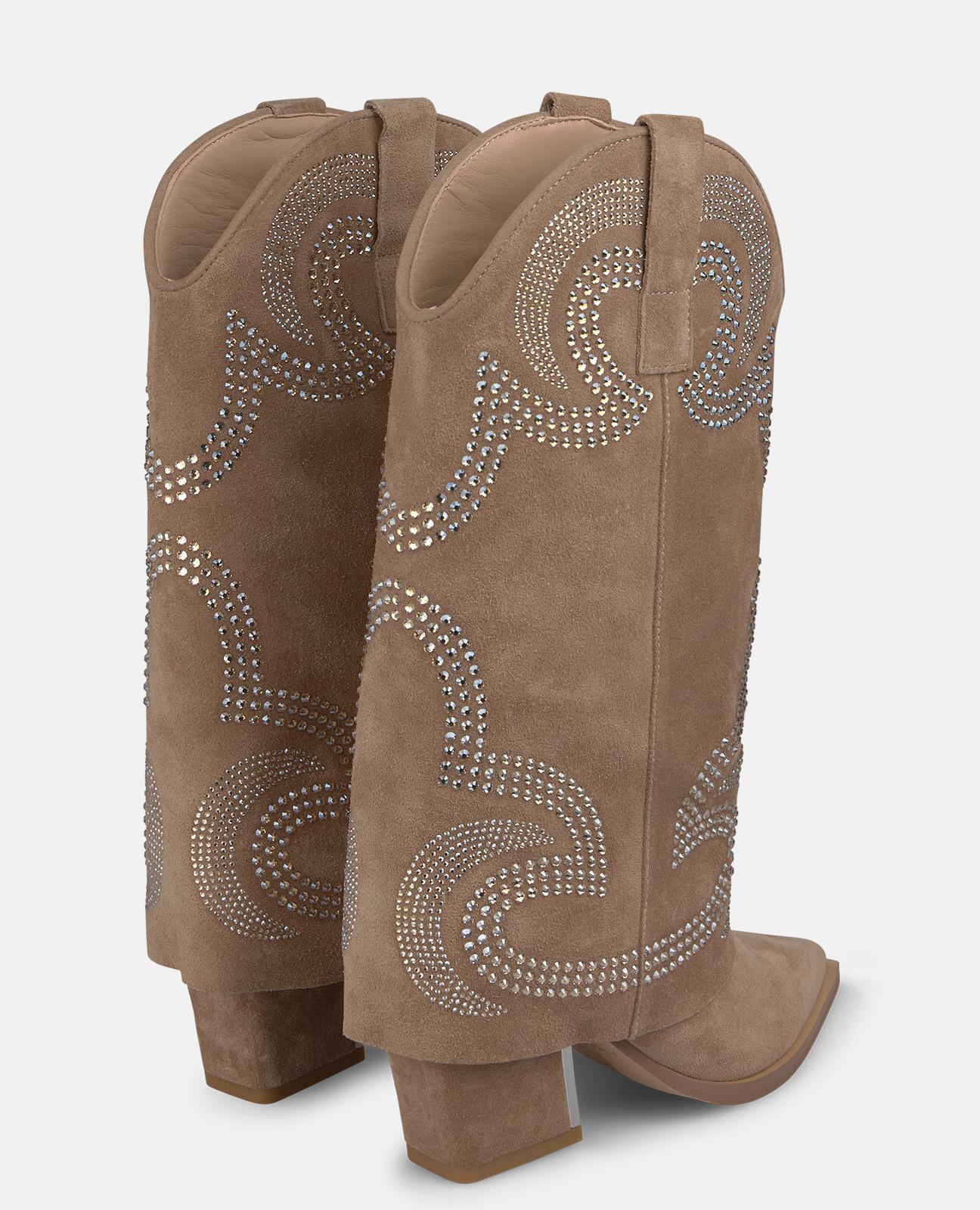 alma-en-pena-cowboystiefel-velours-vis-n-strass-8-cm image 4