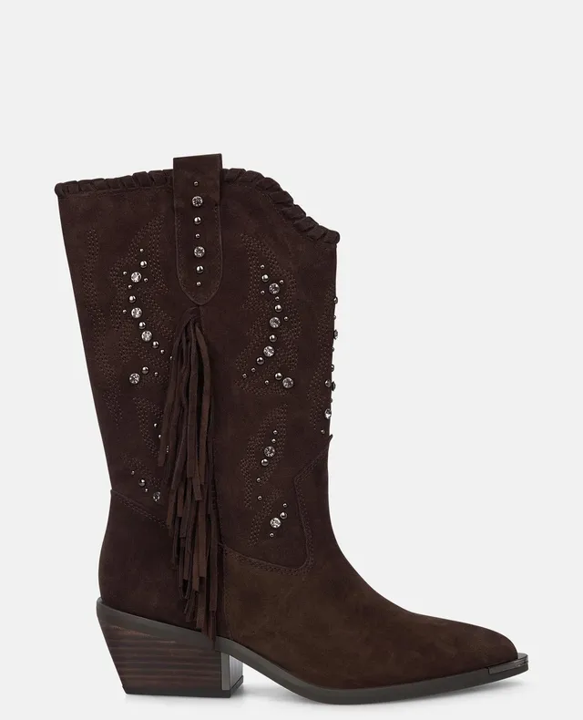 alma-en-pena-fransen-stiefelette-braun-flach-4-5-cm-strass image 1