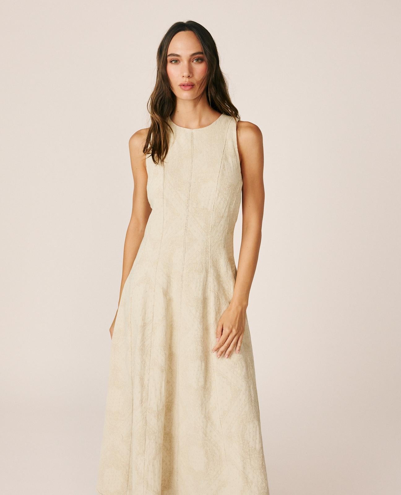 alma-en-pena-long-jacquard-paisley-maxikleid-wei image 2
