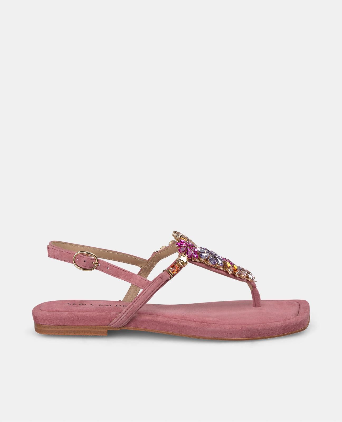 alma-en-pena-flache-sandale-mit-strass-ornamenten-eckig-lila image 1