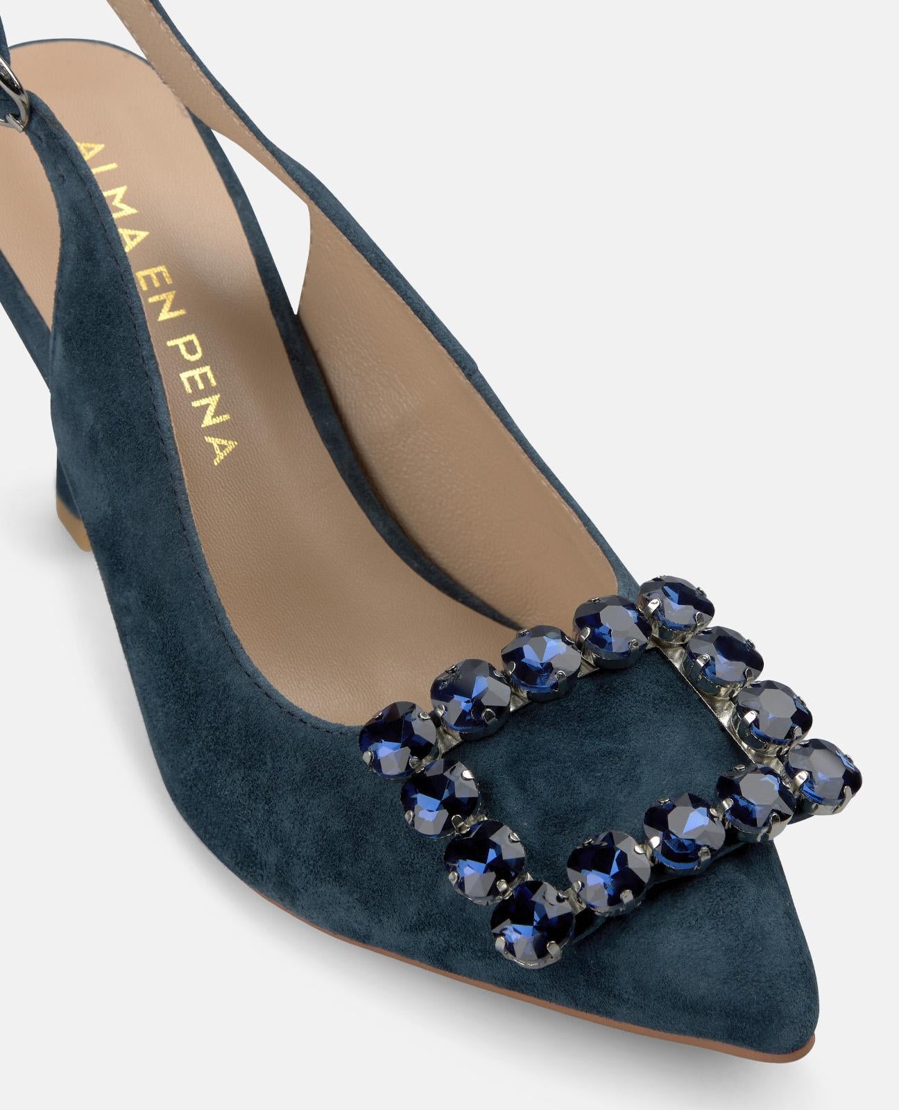alma-en-pena-slingpumps-mit-strass-schnalle-9-cm-absatz-blau image 4