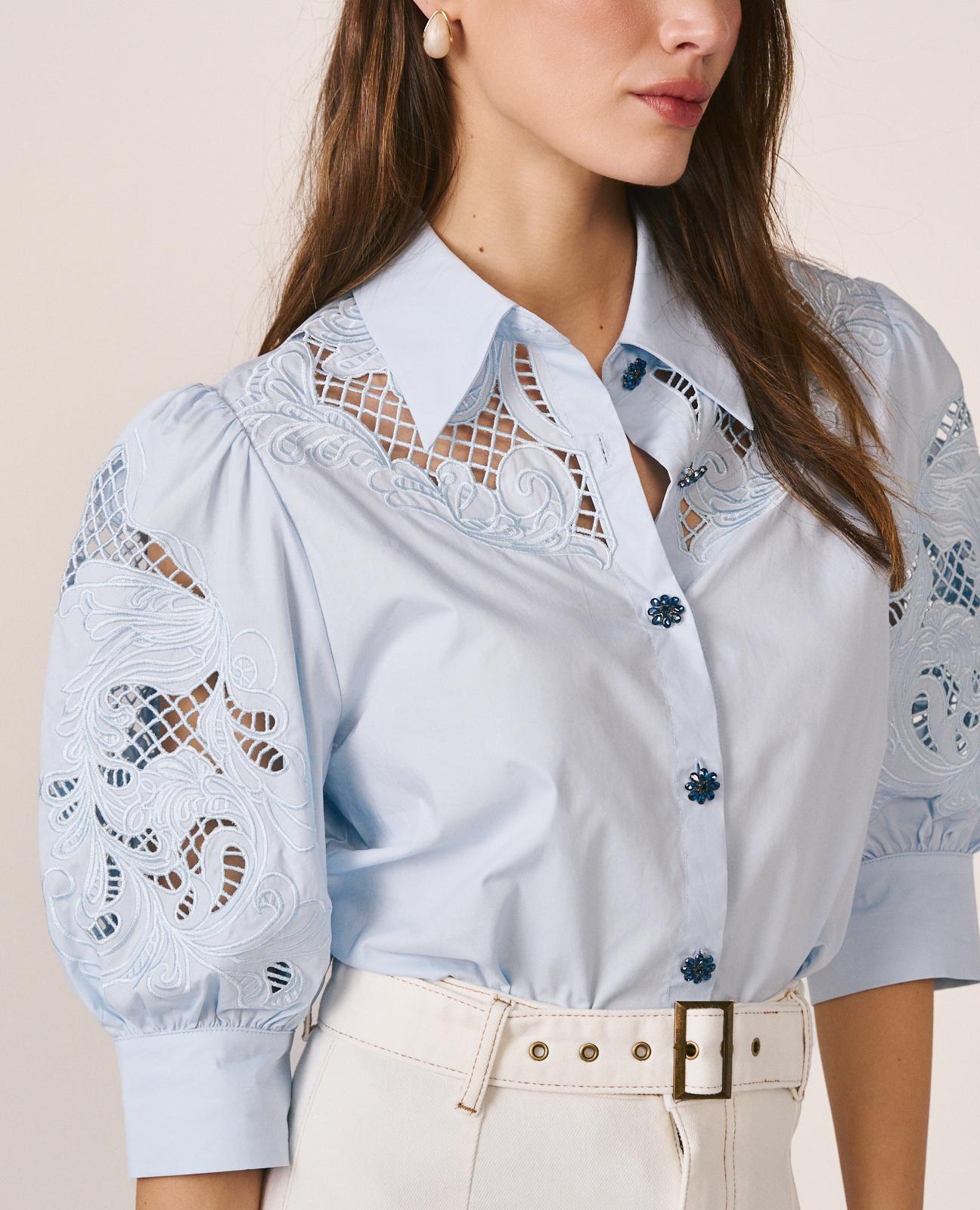 alma-en-pena-popeline-baumwoll-bluse-blau-mit-stickerei image 4