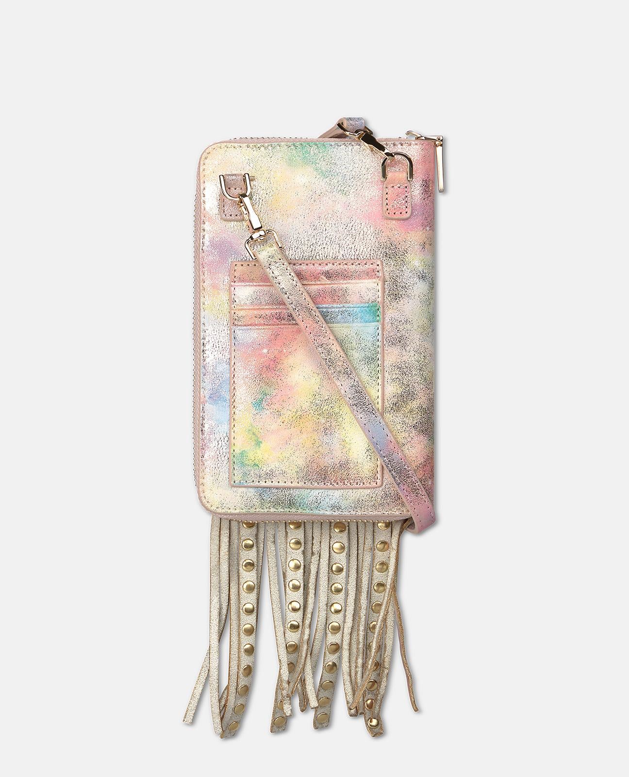 alma-en-pena-natalia-clutch-crossbody-tasche-rosa-leder-mit-nieten-und-fransen image 3