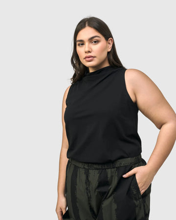 alembika-urban-sleeveless-mockneck-top-schwarz image 2