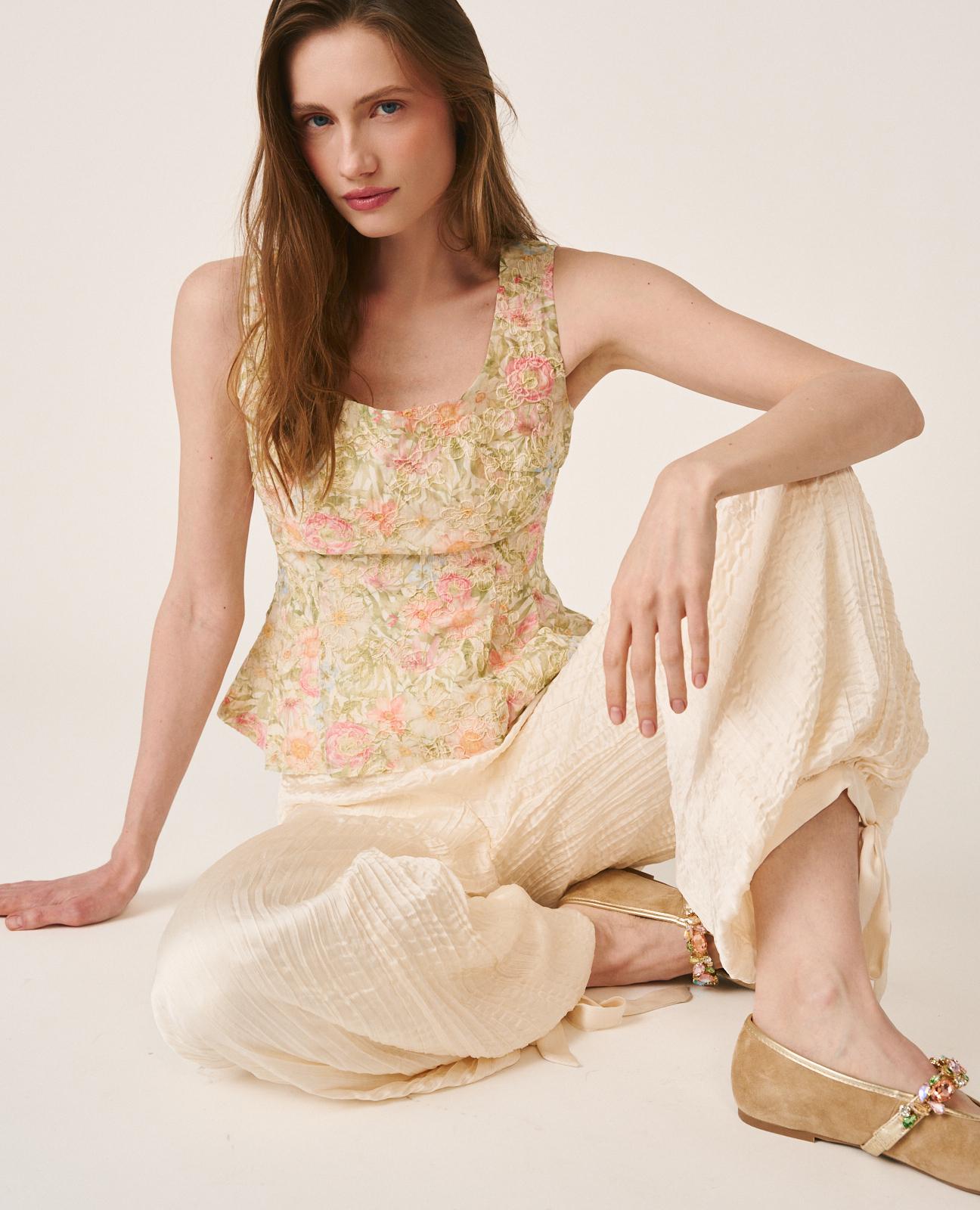 alma-en-pena-rmelloses-top-mit-blumendruck-und-peplum-gr-n image 7
