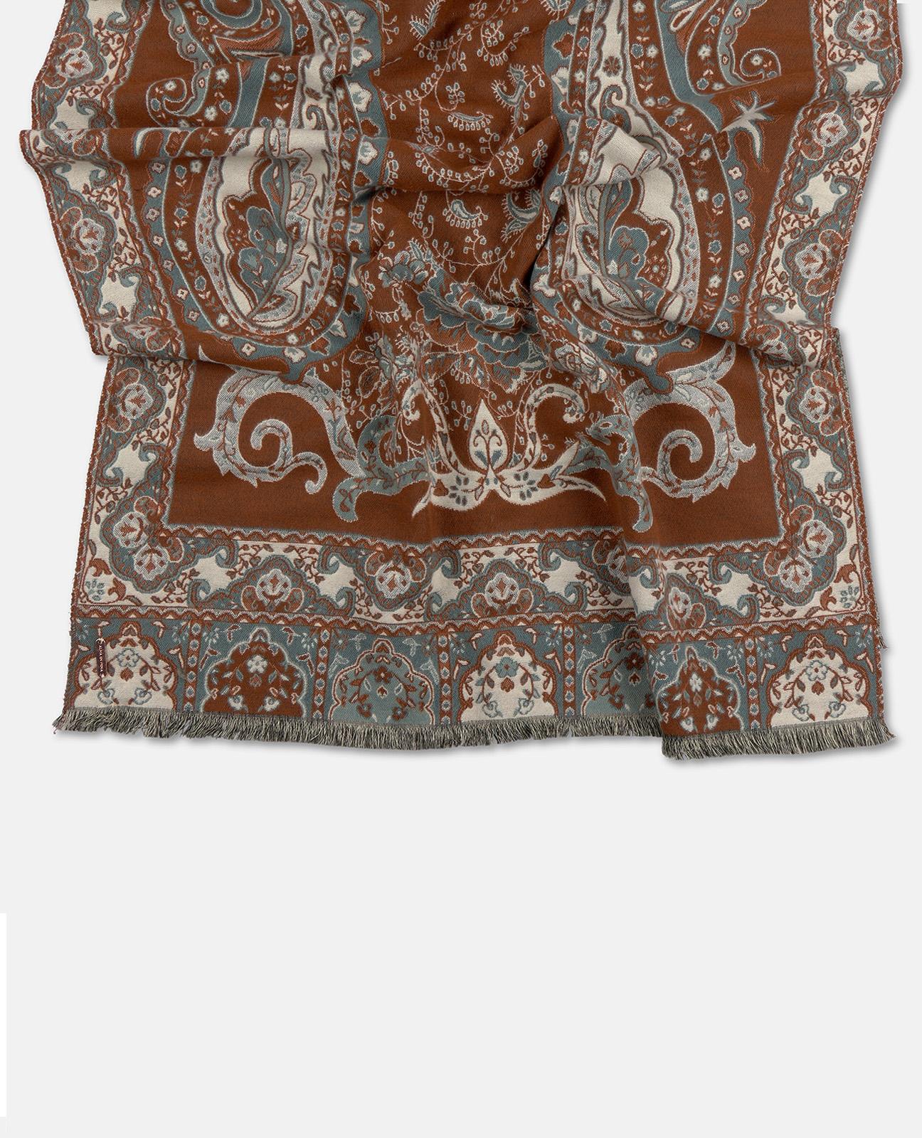 alma-en-pena-rechteckschal-paisley-braun-mit-fransen image 3