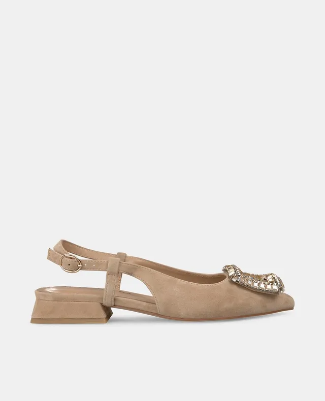 alma-en-pena-flache-brogue-schuhe-sandfarbene-ballerinas-mit-strass image 1
