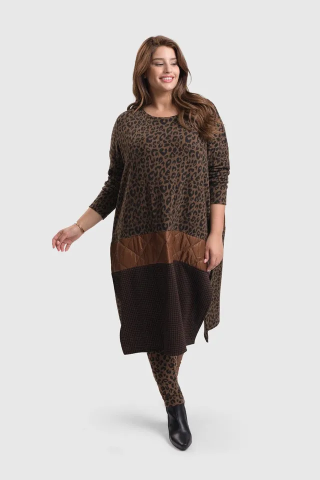 alembika-chiu-misto-ad207b-langarm-kleid-braun image 1