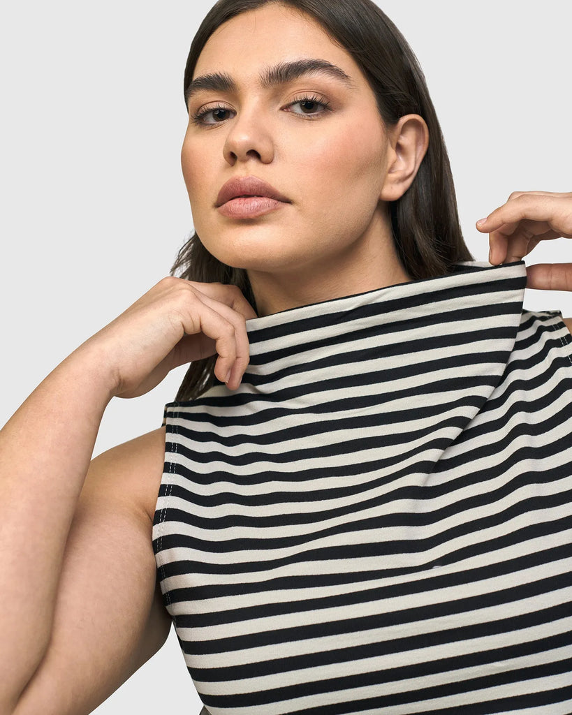 alembika-urban-stripes-top-schwarz-rmellos-mockneck image 1