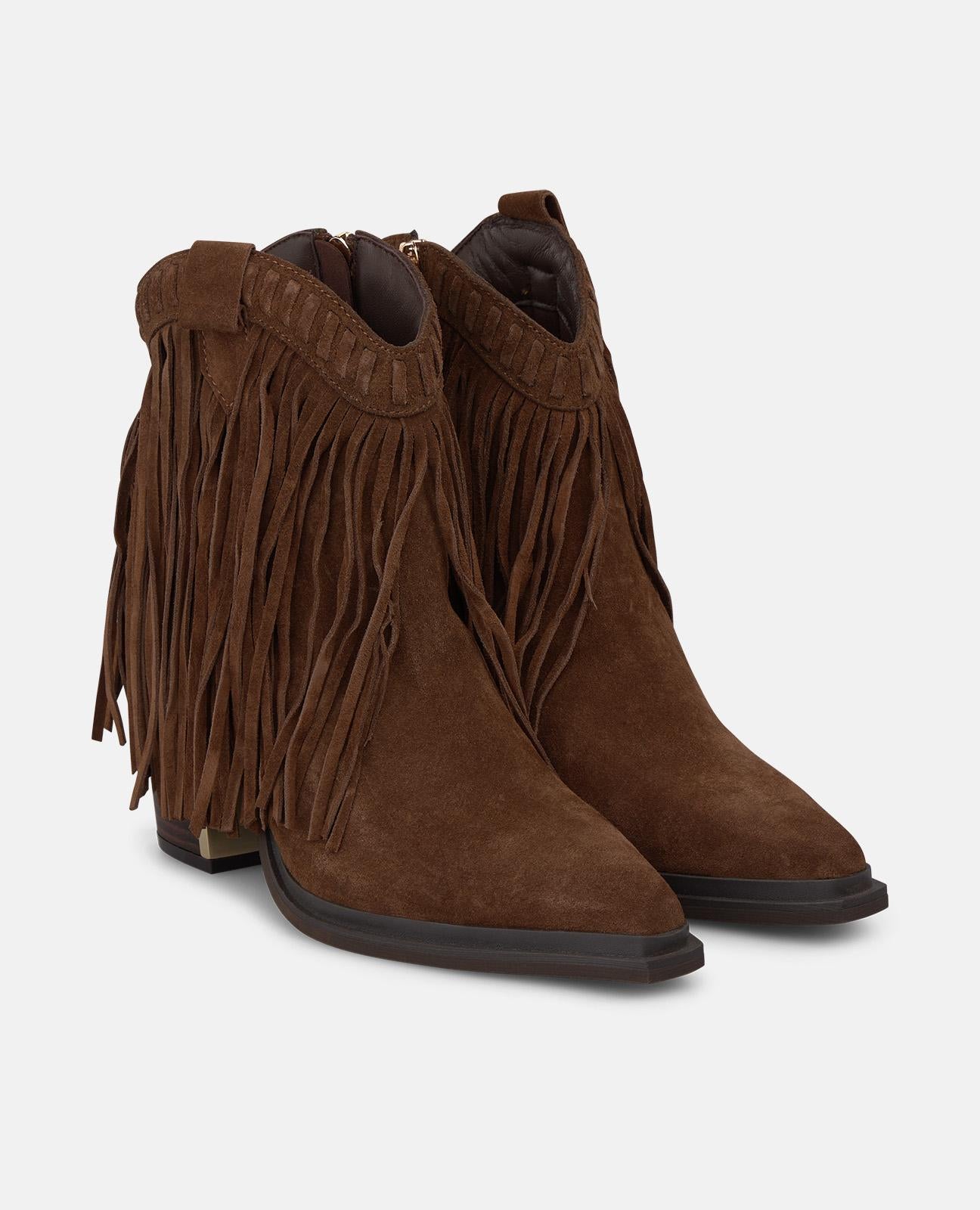 alma-en-pena-stiefelette-veloursleder-fransen-8-5-cm-absatz-camel image 2