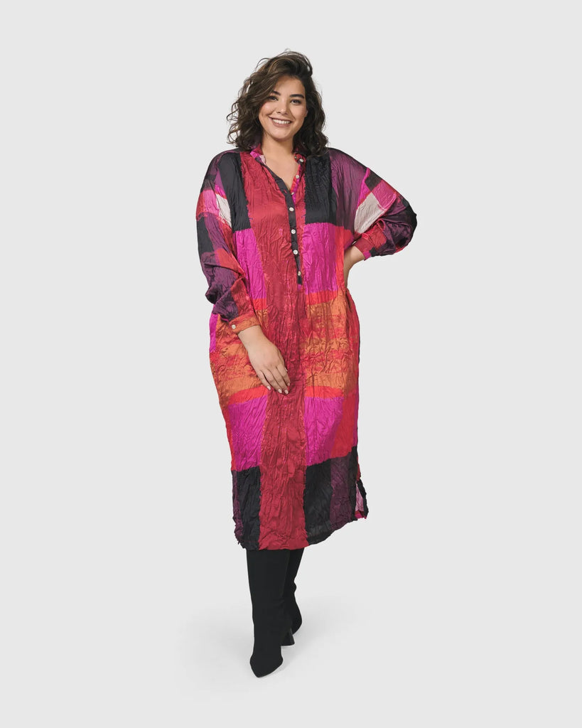 alembika-sunset-strip-shirtkleid-magenta-crinkle-satin image 1