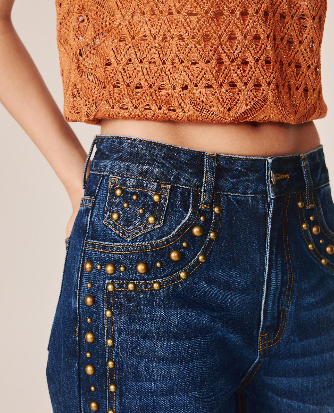 alma-en-pena-metallic-stud-jeans-straight-leg-high-rise-damen image 7