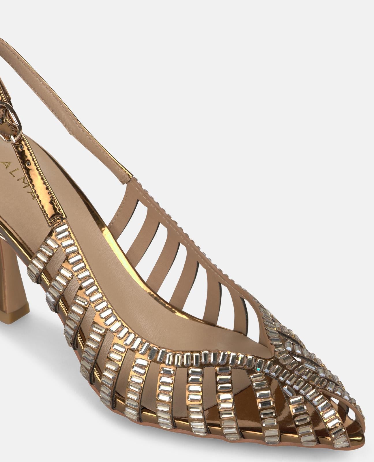 alma-en-pena-metallic-grille-pumps-bronze-8-cm image 4