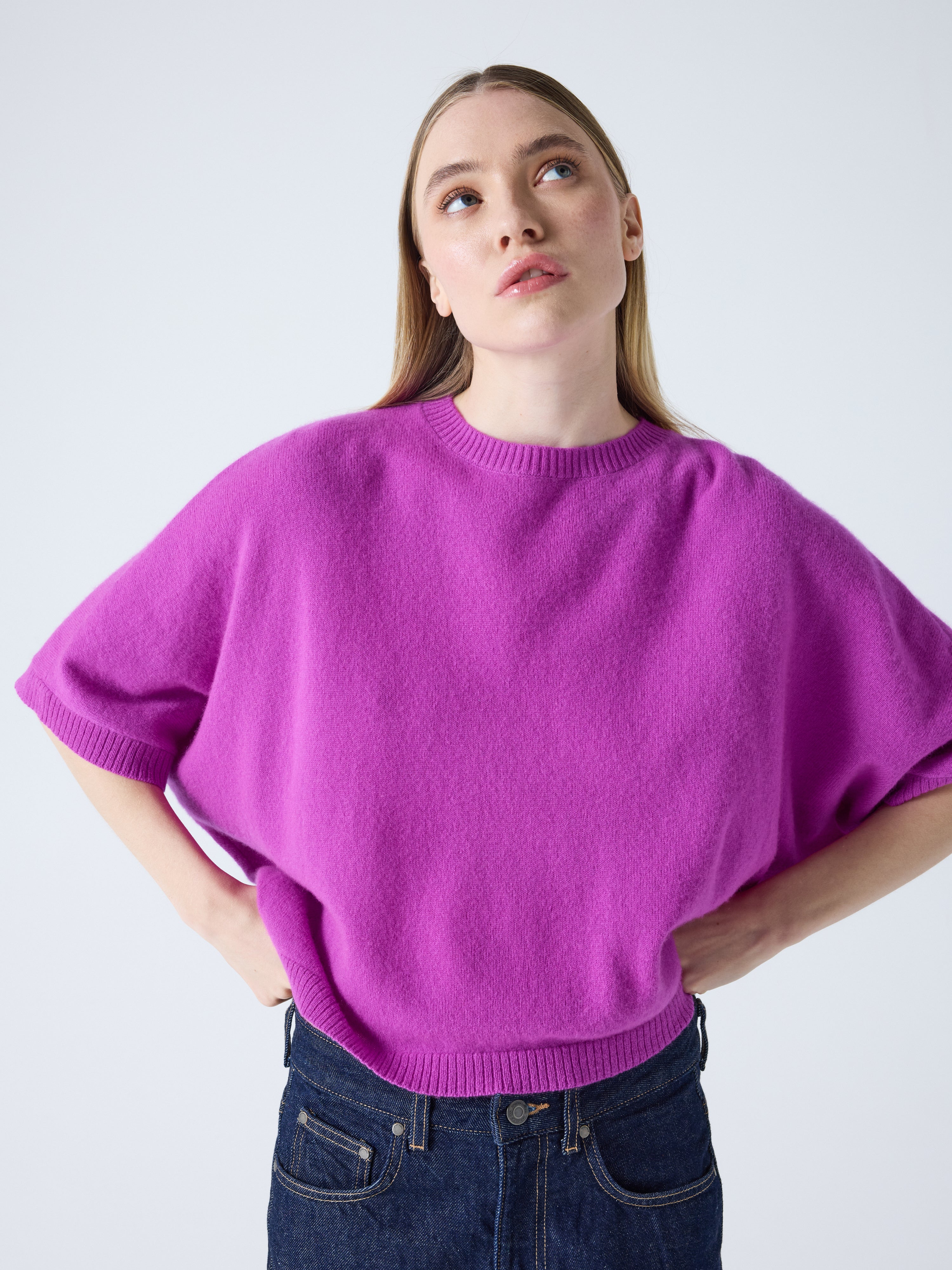 absolut-bettina-kaschmir-poncho-pullover-damen-rundhals-purple-neon image 2