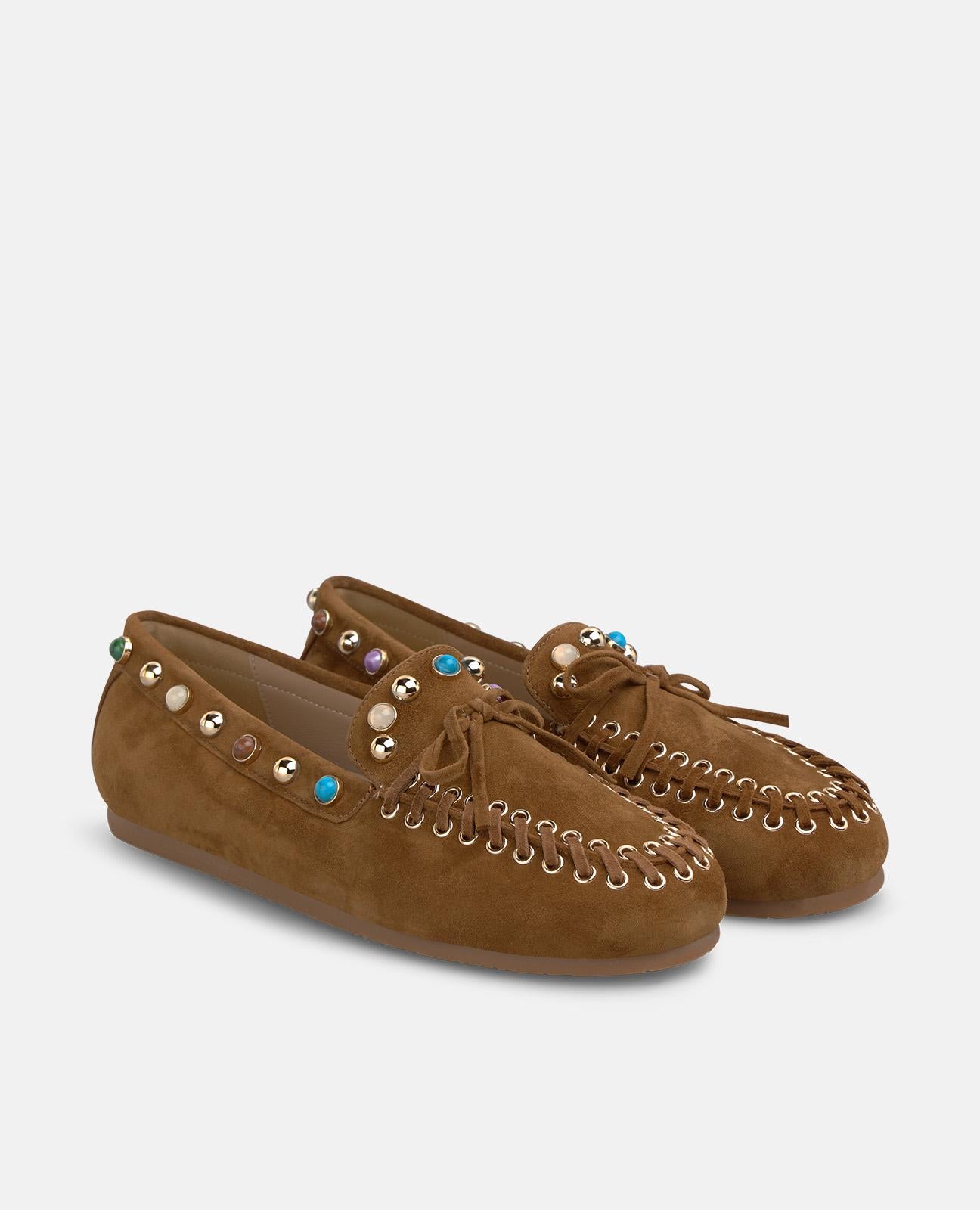 alma-en-pena-loafer-aus-veloursleder-mit-perlen-camel image 3
