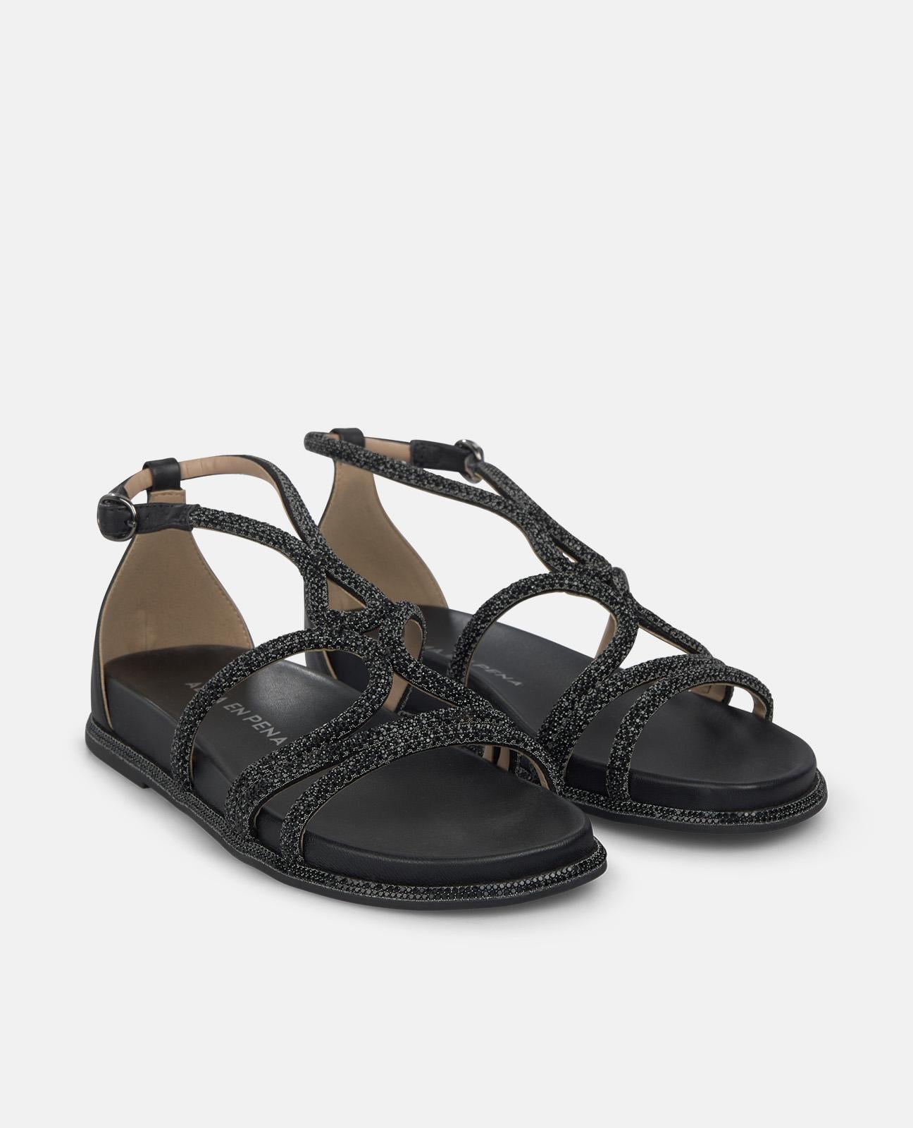 alma-en-pena-flat-sandale-schwarz-schimmer-2-5-cm image 2