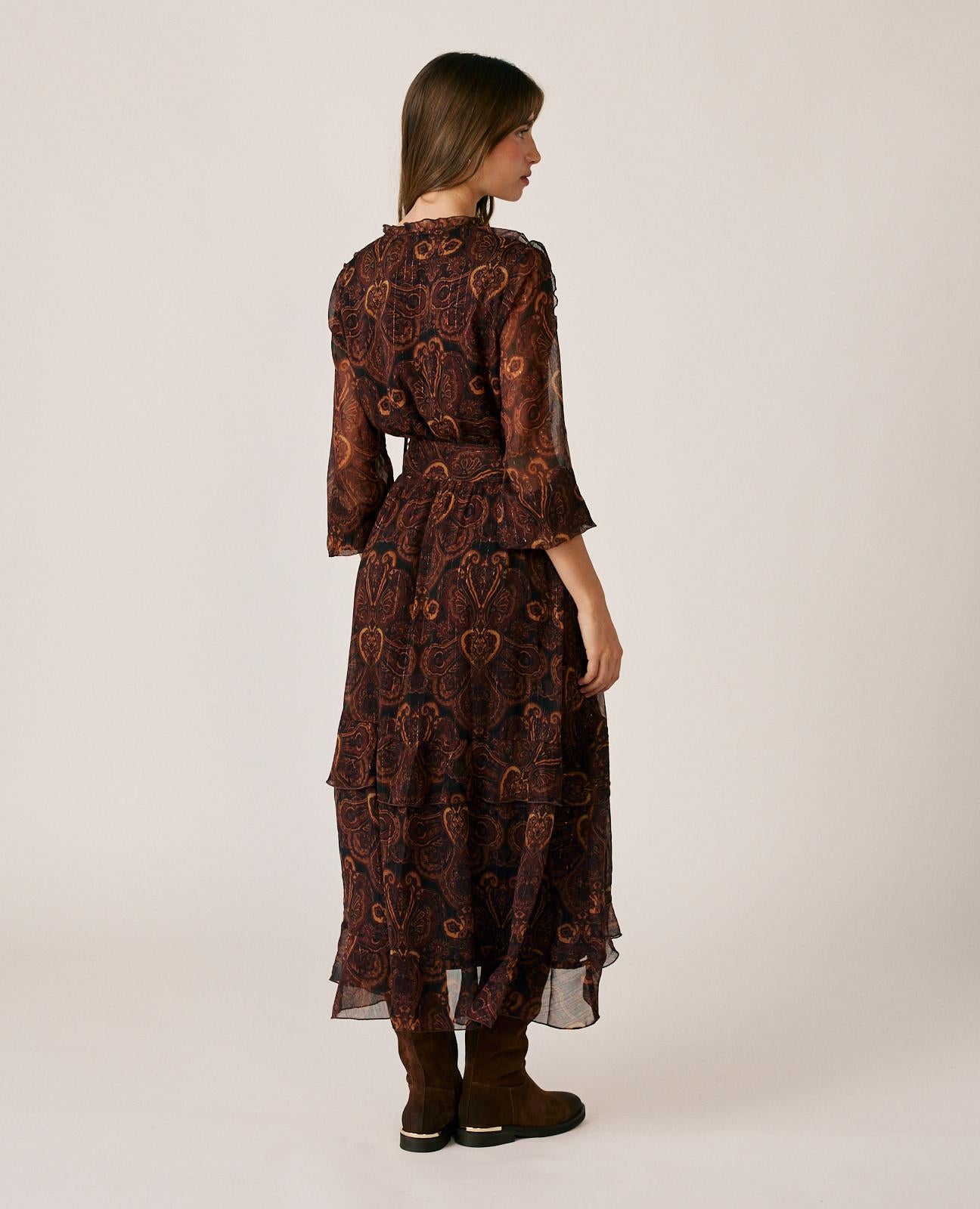 alma-en-pena-chiffon-midikleid-paisley-braun-mit-r-schen image 6
