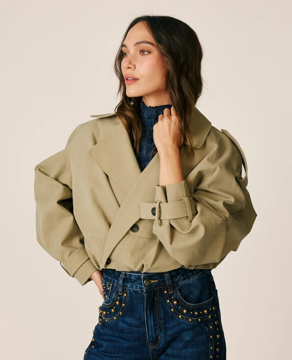 alma-en-pena-short-double-breasted-trenchcoat-beige-aus-baumwolle image 1